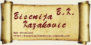 Bisenija Kazaković vizit kartica